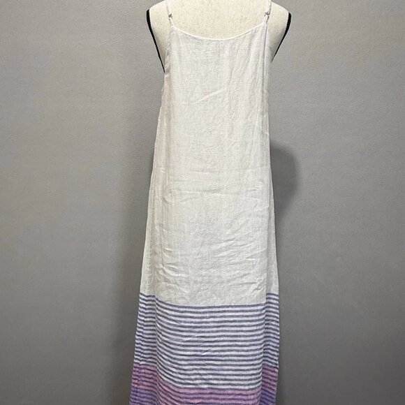 C&C California 100% Linen Maxi Tank Dress Womens S Striped Hem Sleeveless Pastel - Picture 4 of 10